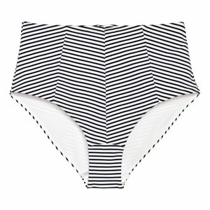 H&M high waist bikini bottoms black white stripe 8